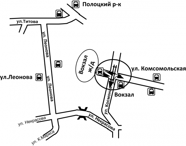 Схема движения автобусов маршрутов №№ 7, 13, 14, 26